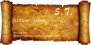 Sifter Tibor névjegykártya